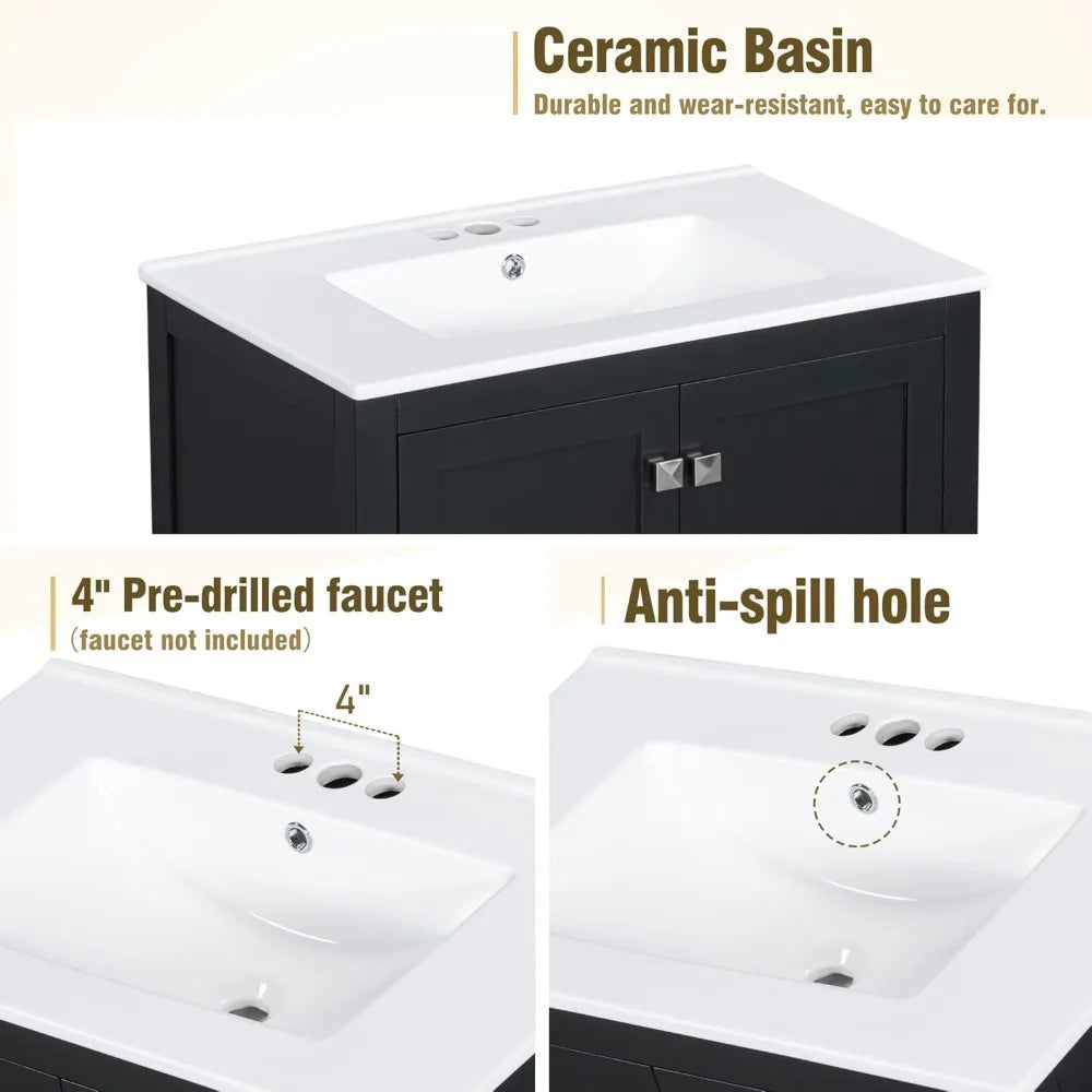 RBXC Double Sink Vanity Cabinet In Solid Wood With Drawers