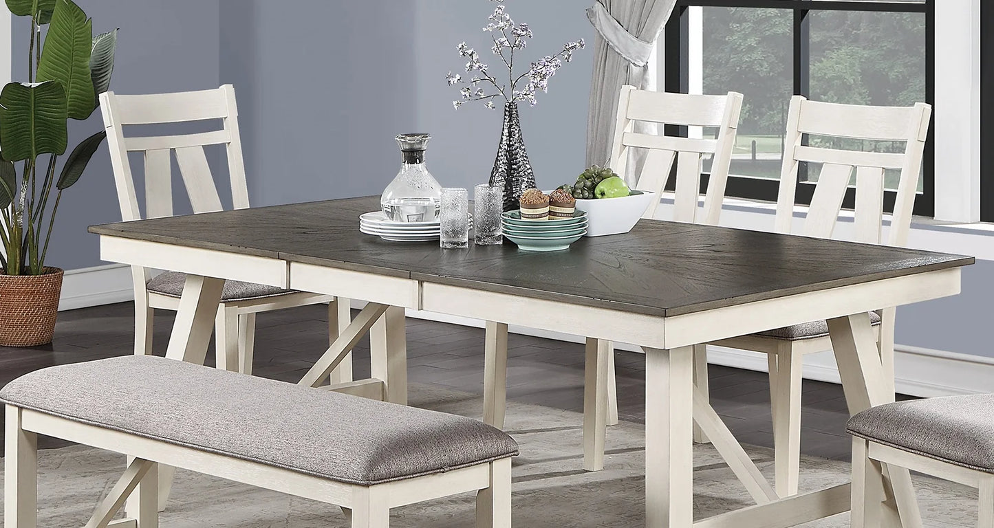 Dining Room Set Six Piece Round Table Leaf Chairs Bench