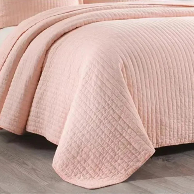 Striped Bedspread on the Bed Cotton Quilt Set Reversible Padded Bed Cover Queen King Size Quilted Blanket Throw Mattress Topper