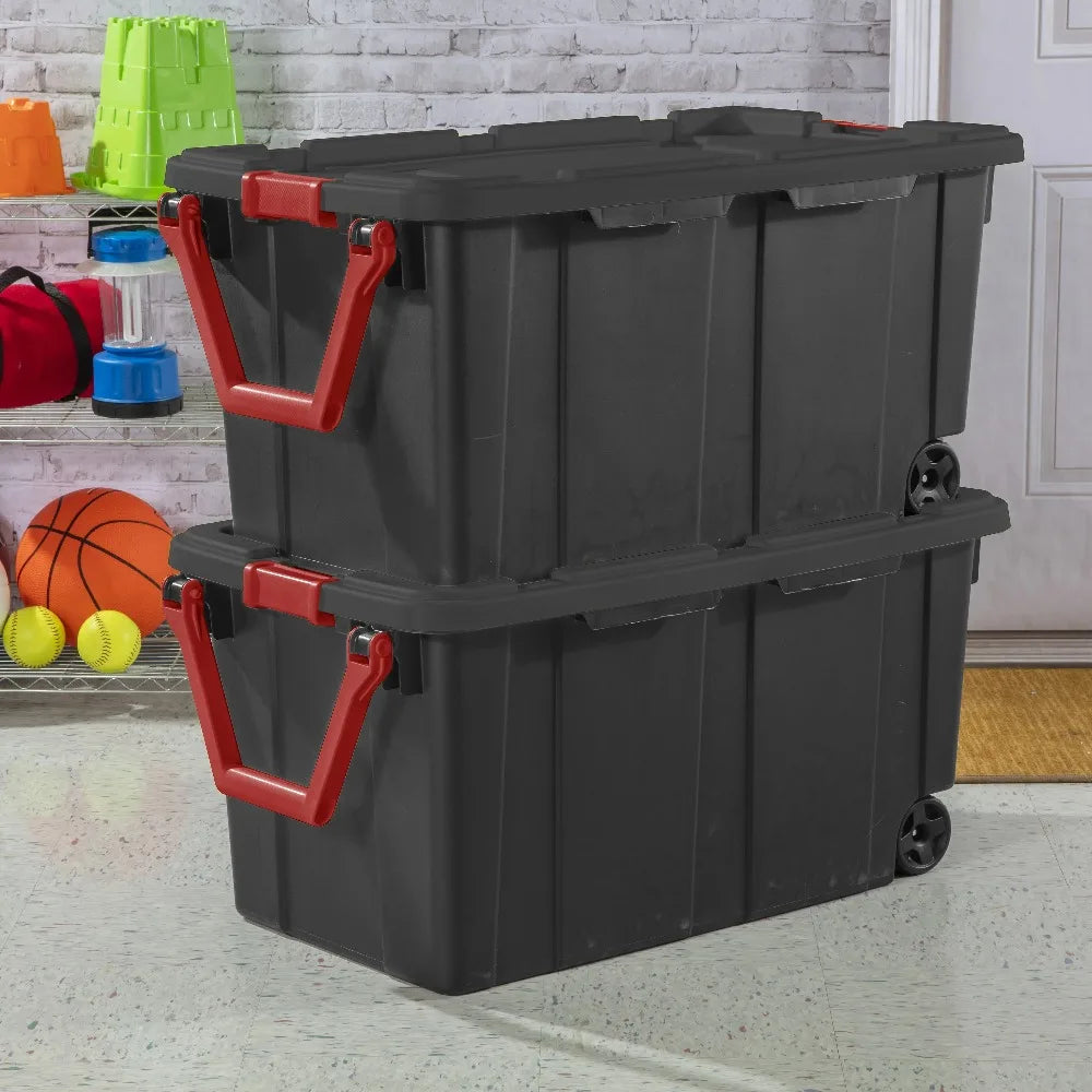 Sterilite Industrial Wheeled Storage Bin With Handle Pack Of 2