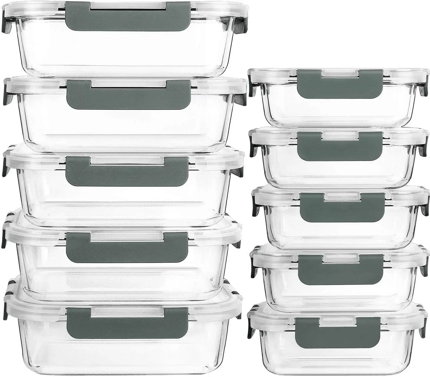 Glass Meal Prep Containers With Lids Airtight Food Storage Set