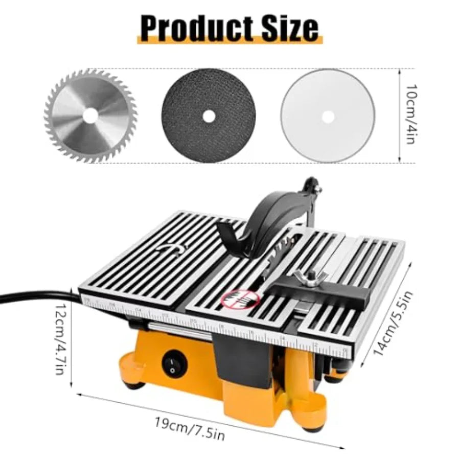 4" Mini Table Saw 60W 110V Portable Miter Saw Table Saw Bench Electric Cutting Machine for DIY Handmade Woodworking Crafts with