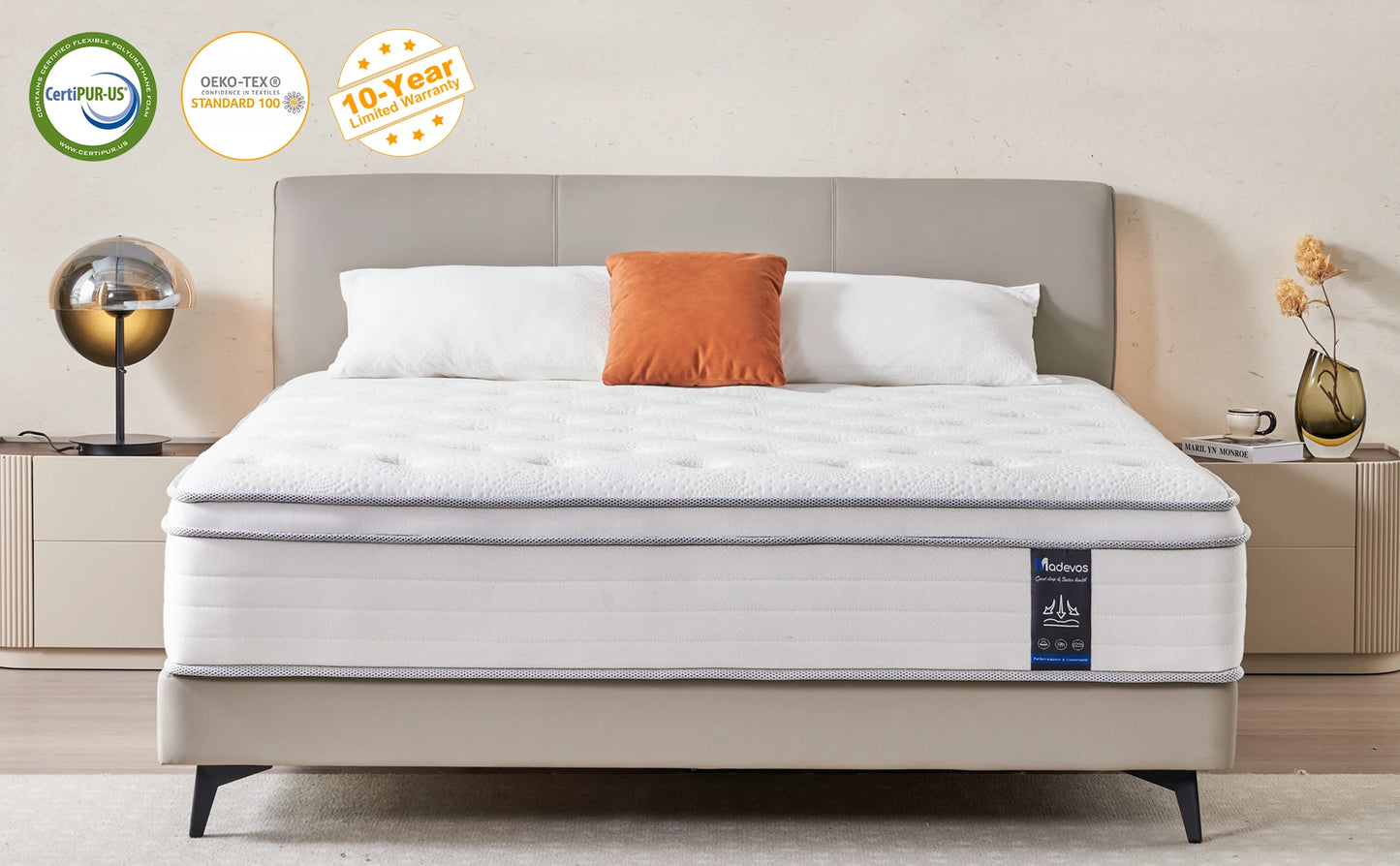 Madevos Breathable Hybrid Mattress In A Box With Targeted Support