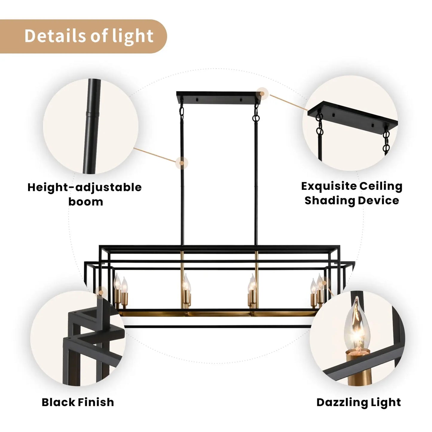 LovingC Retro Industrial Chandelier For Kitchen Island Bar Lighting