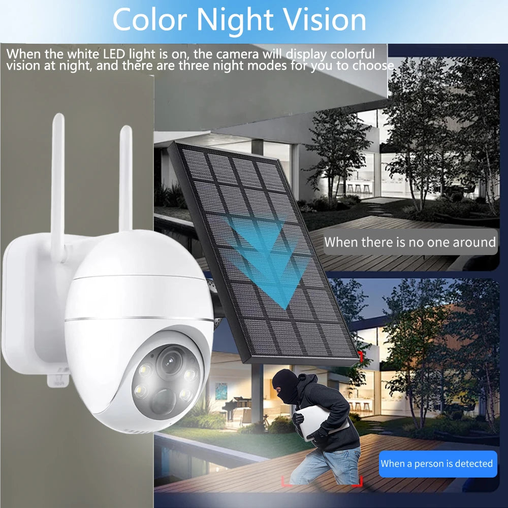 Overscam Camera 4G SIM Card 5MP Solar Panel Outdoor Monitoring CCTV PTZ Camera Smart Home Two-Way Intrusion Alarm Long Standby