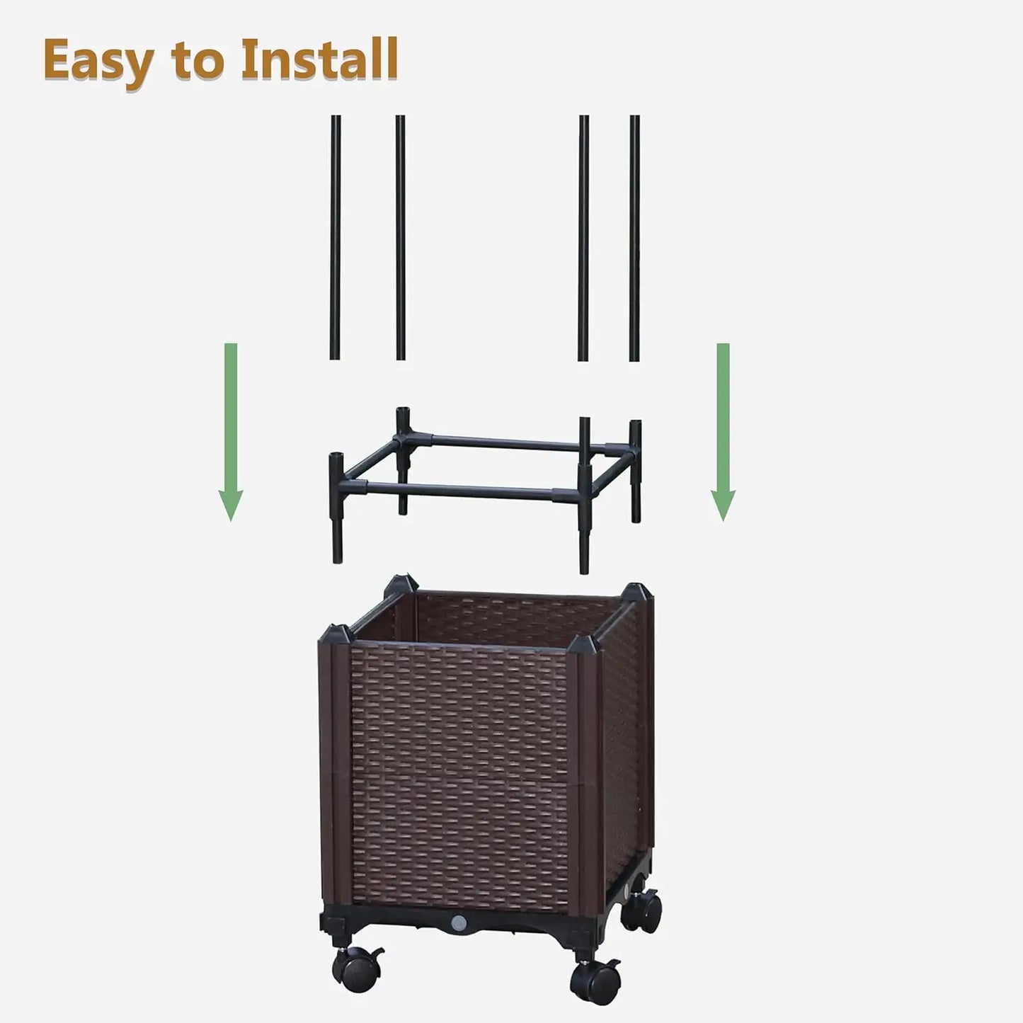 Two Pack Tall Raised Garden Bed With Trellis And Wheels