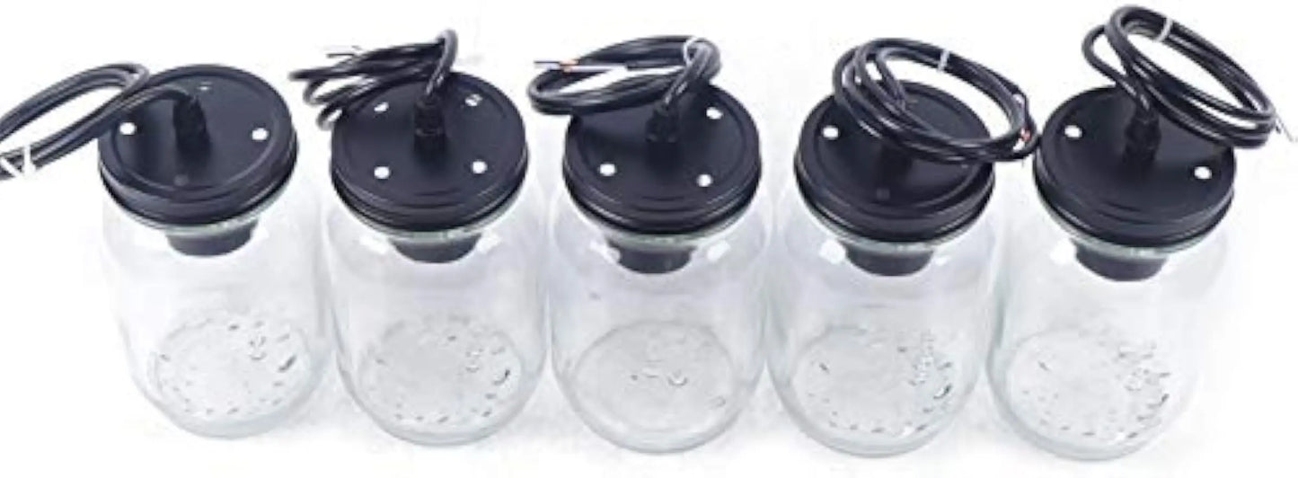 Five Light Mason Jar Chandelier Pendant Light With Glass Shades