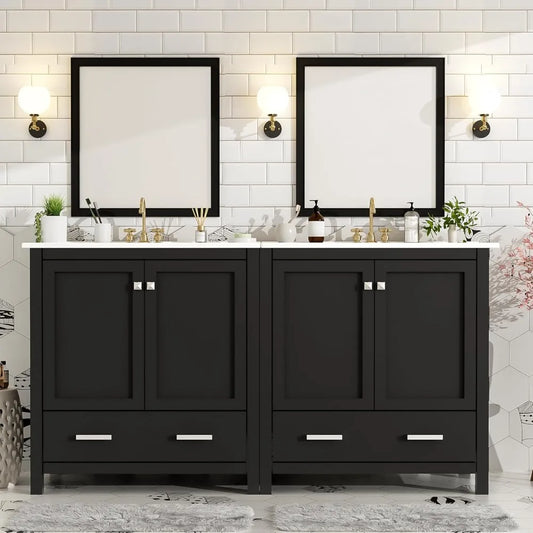 RBXC Double Sink Vanity Cabinet In Solid Wood With Drawers