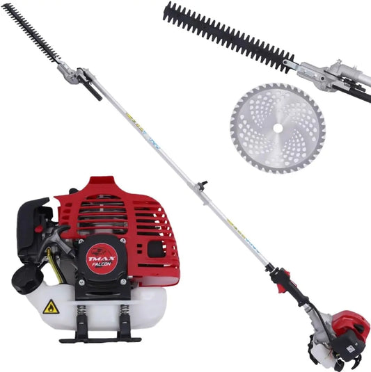 4-in-1 Side-Mount Lawn Mower (2-Stroke 51.7CC) - 1.4kW Power&6500rpm, 1.2L Tank&Extension Pole, Ideal for Trimming Grass/Hedges