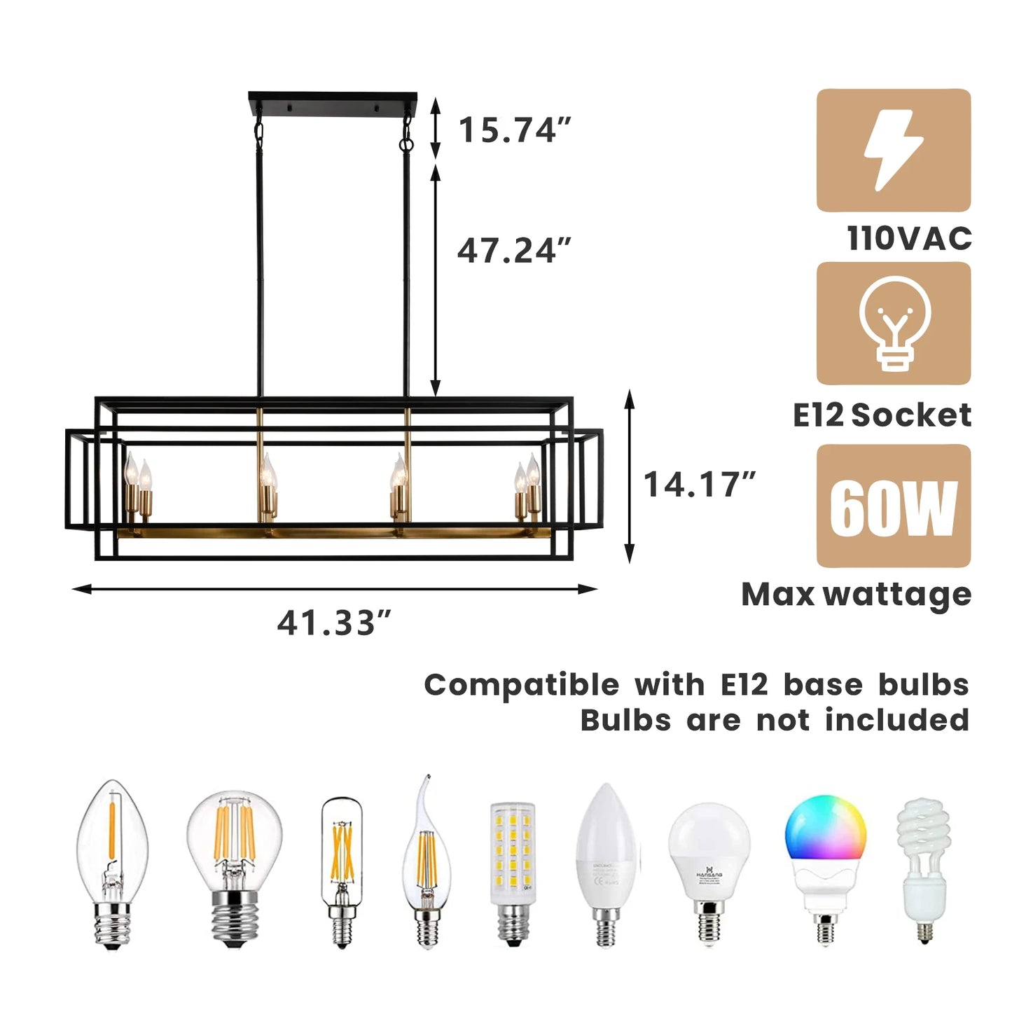 LovingC Retro Industrial Chandelier For Kitchen Island Bar Lighting